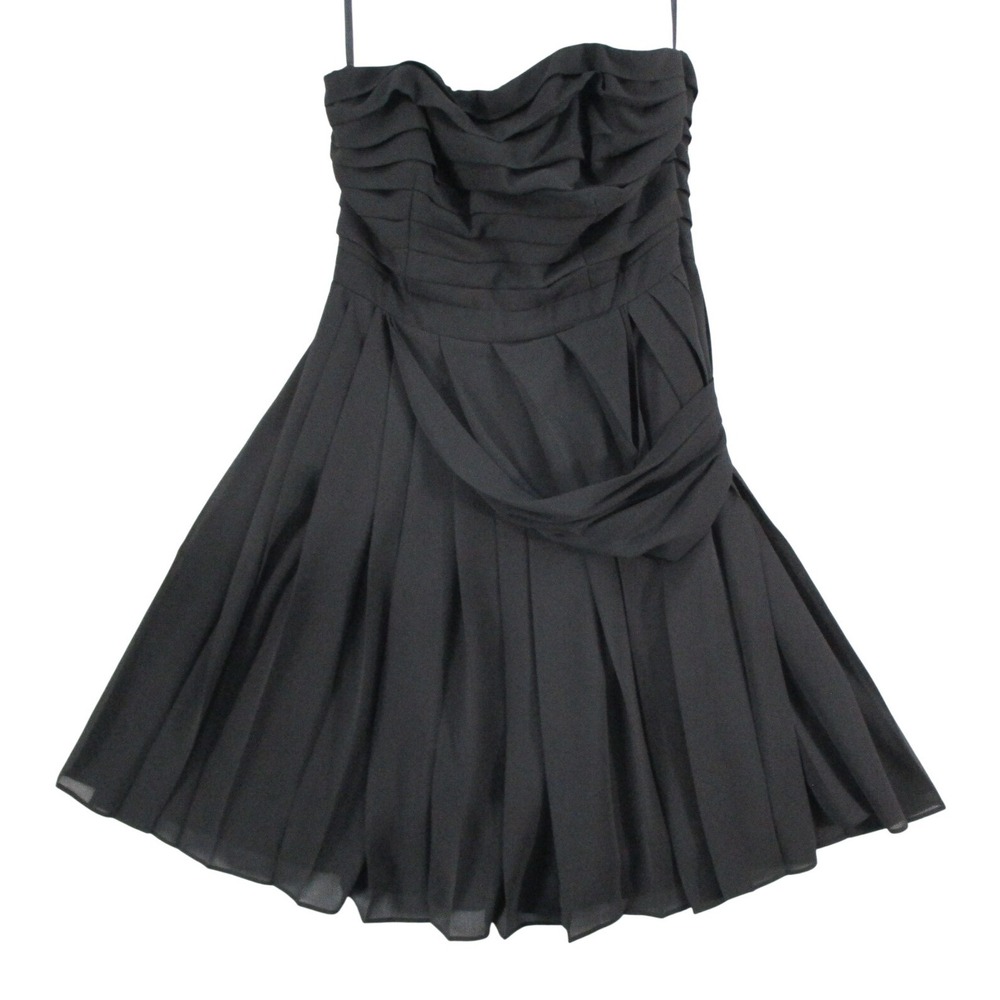 Rachel Rachel Roy Black Strapless Pleated Cocktail Dress Size 4 Sweetheart Neck